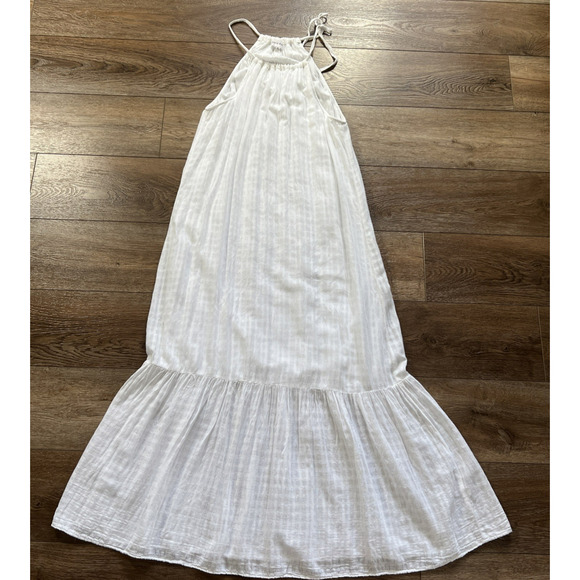 Bella Dahl Halter Maxi Dress Womens Medium White Linen Blend Tiered Flowy Boho - Picture 13 of 13